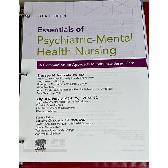 Essentials of Psychiatric Mental Health- Loose Leaf-VARCAROLIS 4th Edit LIKE NEW - Picture 6 of 11